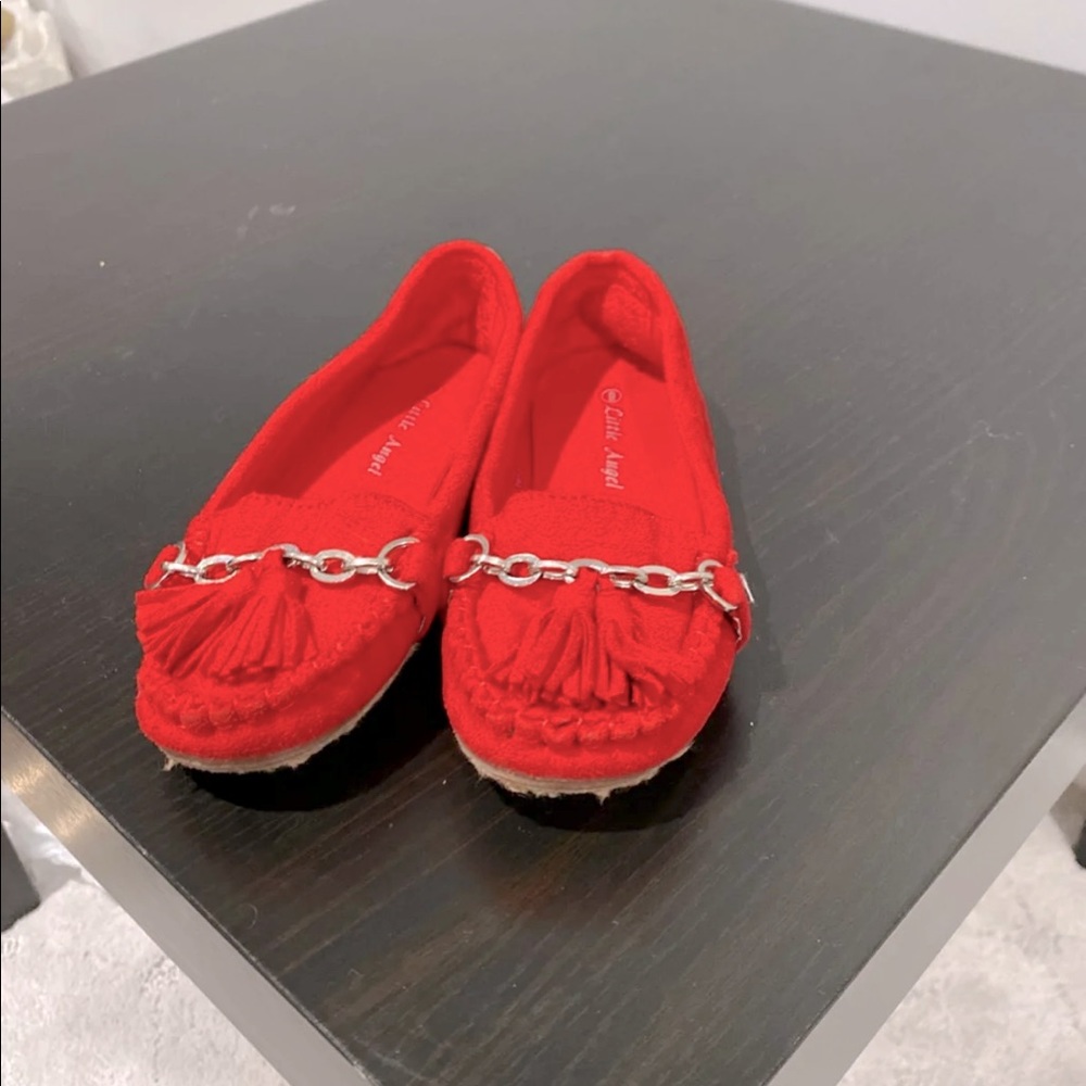 Red loafers for little girl size 9